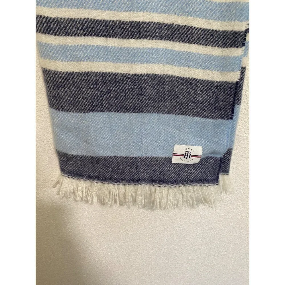 Tommy Hilfiger Faux Cashmere Throw Blanket 50x70, Multicolor Fringe